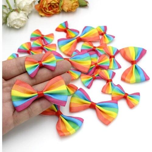 20/50 Pcs/ lot Candy Color Knitted Mini Bow HairpinsRibbon Bow Pet Bowknot Craft accessoriesDIY Wedding Accessories