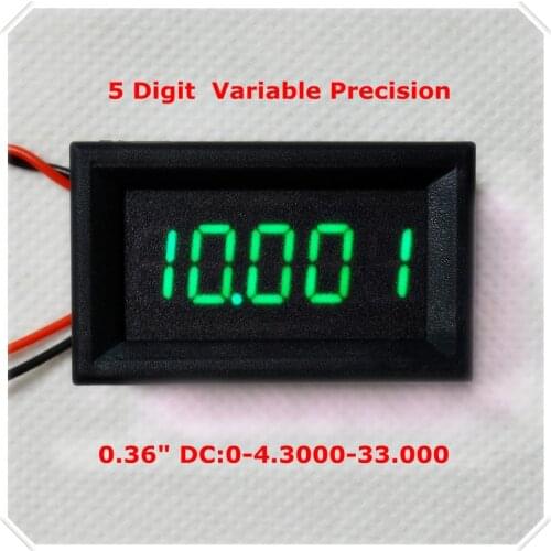 4 Wires 0.36" Variable Precision DC 0-33 V Digital Voltmeter voltage panel meter led display Color 5 pieces/lot