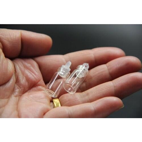 500pcs 11*22mm 1ml Mini Glass Wishing Bottles Tiny Jars Vial With Plastic Stopper Craft Glass Jars Mason Message Vials Container