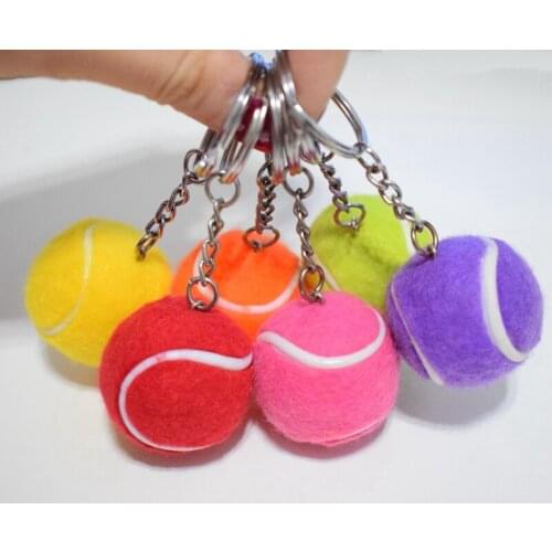 6 Color Simulation Tennis Key Chains 35mm Sport Ball Key Rings Bag Accessories Personalized Gifts For Team Friends Wholesale