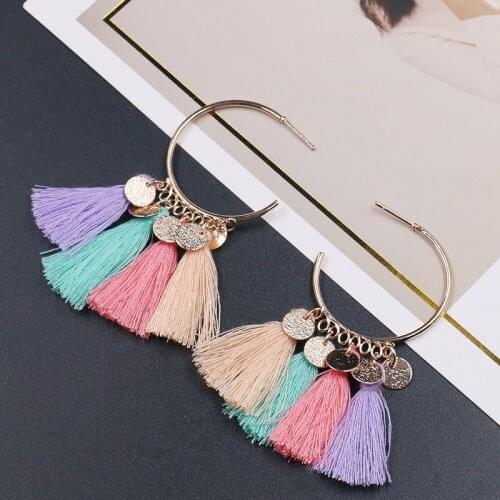 Bohemian Fengliaosu Gold Semi-circular Alloy Earrings Ethnic Wind Earrings