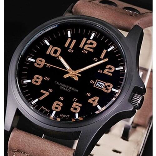 Men Watch Date Arabic Numerals Dial clock Faux Leather Band Sport Quartz Wrist Watch relogio erkek kol saati мужские reloj mujer