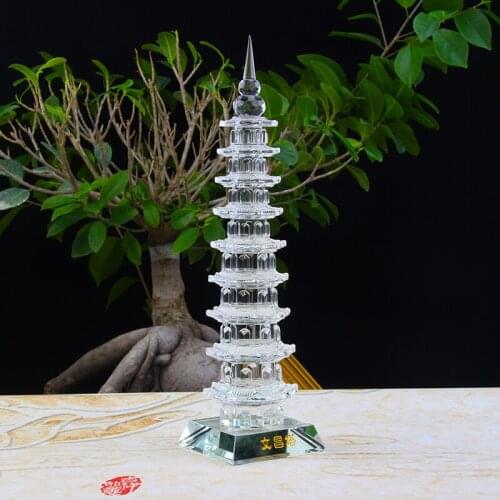 Taoism Buddhism Asia HOME SHOP exorcise evil spirits bring good luck Solicit wealth money crystal WEN CHANG TA BUDDHA Pagoda