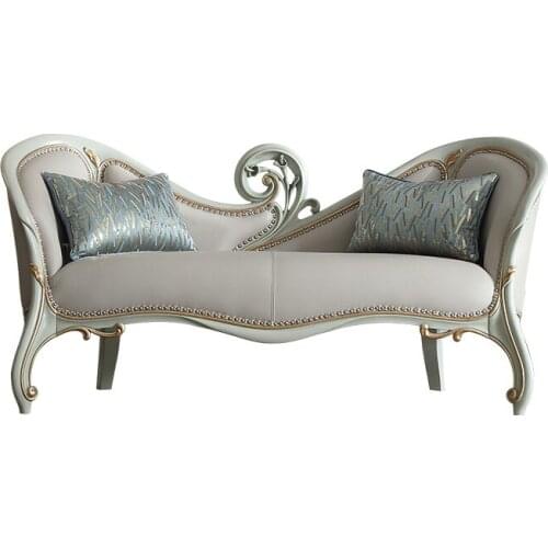 French light luxury leather imperial concubine chair BEAUTY COUCH bedroom European solid wood recliner single sofa