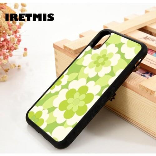 Iretmis 5 5S SE 6 6S TPU Silicone Rubber Phone Case Cover for iPhone 7 8 Plus X Xs 11 12 MINI Pro Max XR Lime Floral