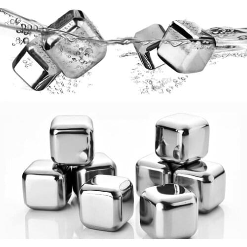 Whiskey Stones Stainless Steel Ice Cubes Reusable Whisky Chilling Rocks Metal Ice for Beer Wine Cooler