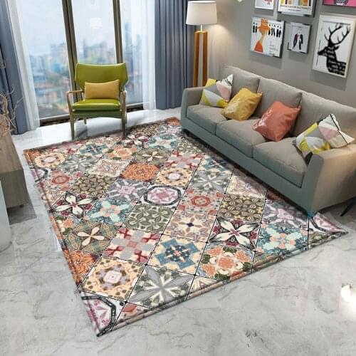 Tapis Non-slip Mandala Style Colorful Floral Pattern Rug Floor Mat Living Room Bathroom Bedroom Rugs Room Decor Living Carpet