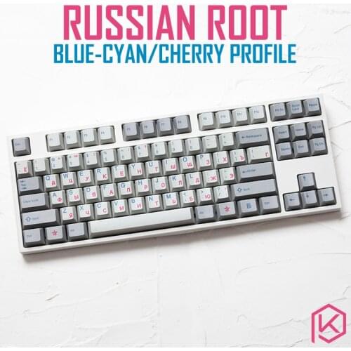 Kprepublic 139 Russian root Russia font language blue cyan Cherry profile Dye Sub Keycap PBT for gh60 xd60 xd84 tada68 87 104