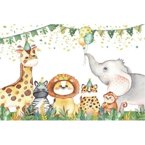 Cute Animals Baby Shower Backdrop Holiday Photography Background Celebration Photo Booth Studio Decor