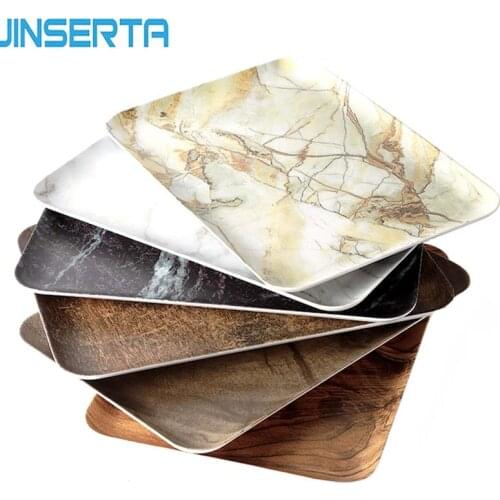 JINSERTA Marbled Storage Tray Melamine Dessert Fruit Cake Plate Retro Breakfast Bread Tableware Restaurant Hotel Serving Tray