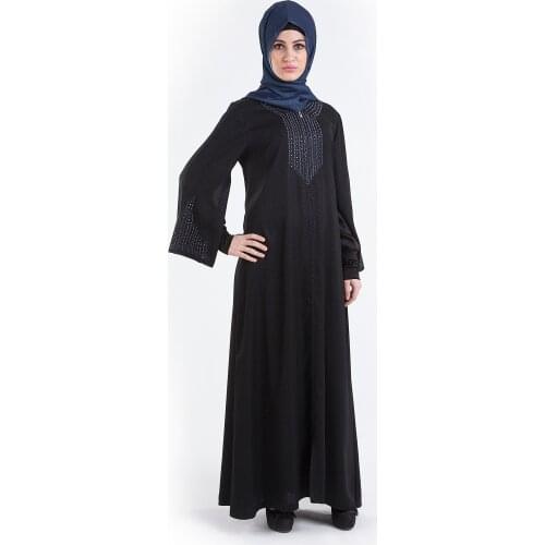 Muslim Fashion Abaya Front Zipper Dubai Silky Soft Ladies Stony Turkey Luxury Ferace Arab High Quality Elegant Women 005