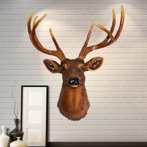 JOYLIVE Natural Modern Deer Head Office Decor Home Living Room Decoration Resin Crafts Wall Hanging Statues Accessories 2021 New