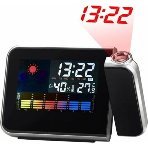 New Digital LCD Screen LED Mini Desktop Multi-function Weather Station Projection Alarm Clock