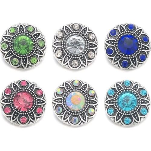 Wholesale w145 Crystal 3D 18mm 20mm Metal Snap Button For Bracelet Necklace Interchangeable Jewelry Women Accessorie Findings