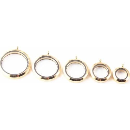 Gold Color Plain Twist Screw Floating Locket 316L Stainless Steel Floating Memory Glass Locket Pendant Dropshipping