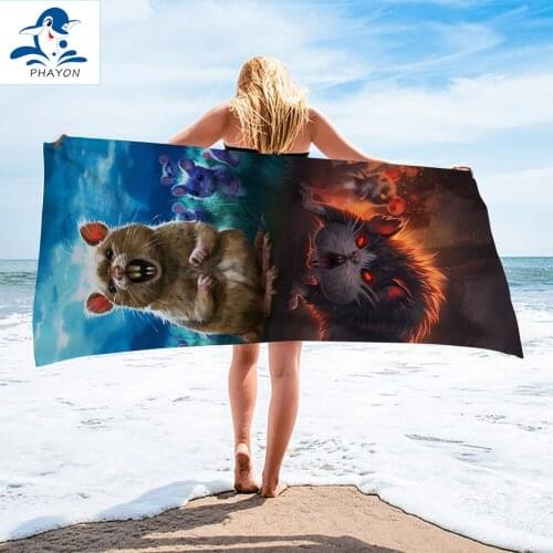 PHAYON Beach Towel Quick-dry Mouse Monster Microfiber Bath Towels Movie Animals Cushion Bath Towel Yoga Mat Beach Towel