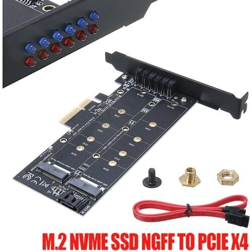 Pohiks 1pc PCI-E 4X to NGFF PCIE SSD Adapter High-speed SATA3/6Gbps Dual Interface Card M.2 NGFF+NVME
