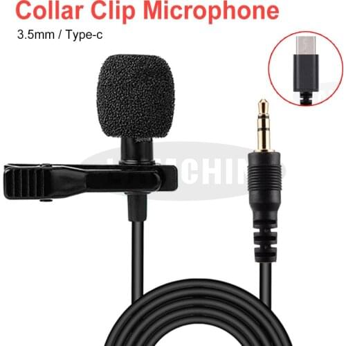 Portable Mini Metal Microphone 3.5mm Type C Condenser Audio Recording Tie Clip Mic for PC Laptop Huawei Xiaomi Samsung Phone