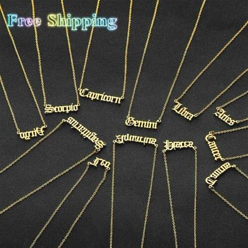 20 Simple 316 Stainless Steel Twelve Constellation English Alphabet Necklace Girls Girlfriends Exclusive Guardian Clavicle Chain