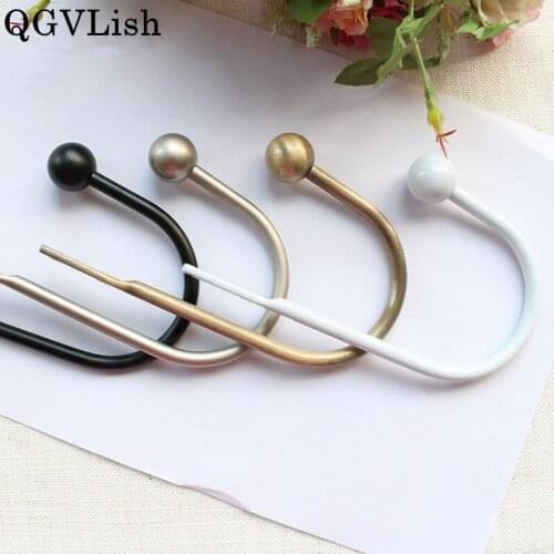 QGVLish 2Pcs U Shape Hooks Coat Hat Hanger Hook Curtain Accessories Tiebacks Buckles Tassel Brush Holder Curtain Holdback Decor