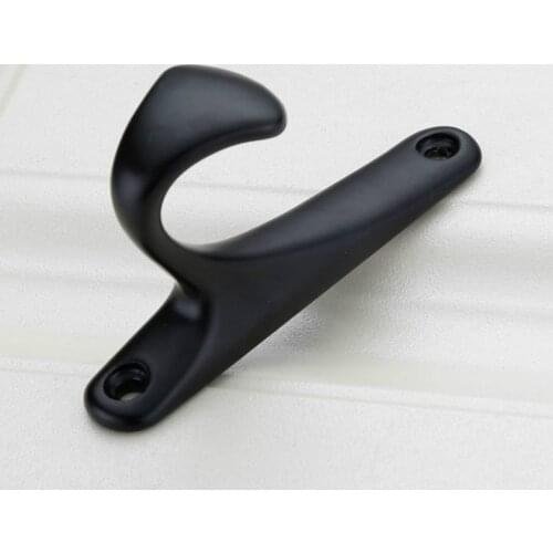 Modern Simple Coat Hook Behind the Door Coat Hook Single Hook Black Aluminum Alloy Perforated Doors and Windows