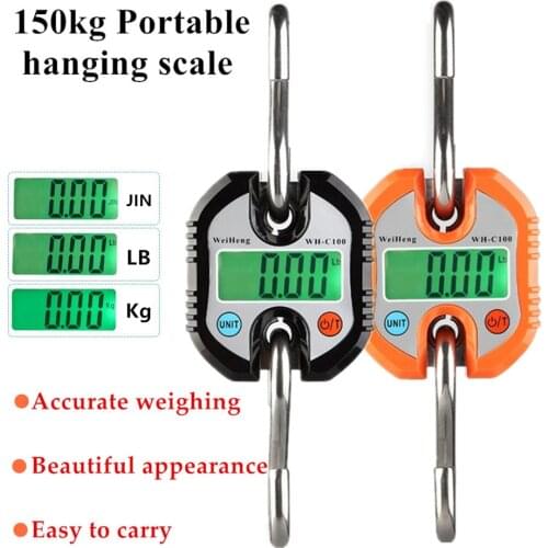 150kg 50g 300kg Crane Scale Heavy Duty Electronic Digital Stainless Steel Hook Scale Hanging LCD Loop Weight Balance 40% off
