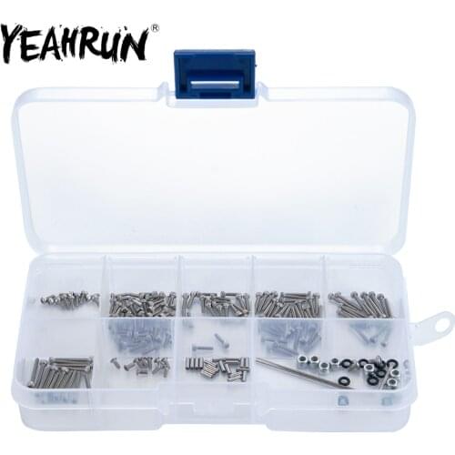 YEAHRUN 186pcs Metal Screws Nut Box Set for Axial SCX24 90081 1/24 RC Remote Control Crawler Car Truck Upgrade Parts Accessories