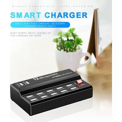 Multi-port UK Plug Socket 1.2 m Cable 12 Ports USB Charger Quick Charging Station Home Desktop For Cell Phone MP3/4 Charger