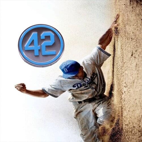 Blue Number 42 Honoring Baseballs Barrier Breaker Enamel Pin Button Badge Jackie Robinson Day Memorial Baseball themed Brooch