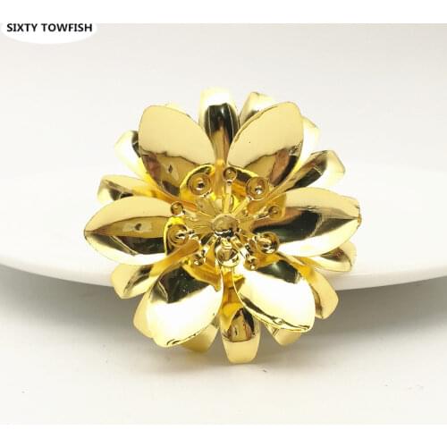 2 pcs/lot 46mm Gold color/White K DIY Jewelry Components Metal Filigree Big Flower Slice Charms Accessory