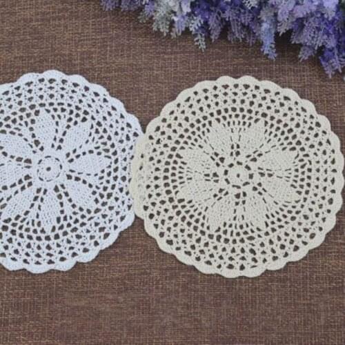 10PCS/LOT Round doily cotton hand made Crochet cup mat, 3 colors 22CMX22CM Round Coaster Place Mat
