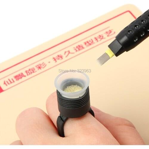 10pcs Disposable Tattoo Manual Pen with Black Sponge Ring Microblading Eyebrow Pen Lamina Tebori Permanent Makeup Double Row 17