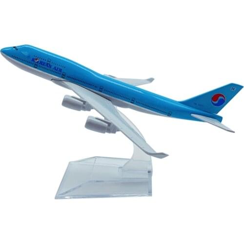 16cm Korean Air Boeing B747 Metal Diecast Aircraft Model Korea Airplane Model Airways Plane Collectible Display