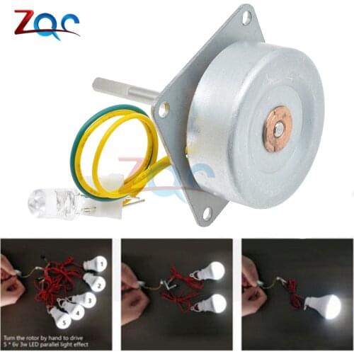 3 Phase Micro Brushless Generator Mini Wind Hand Generator DIY Motor 3-24V AC With Led Lamp Bead