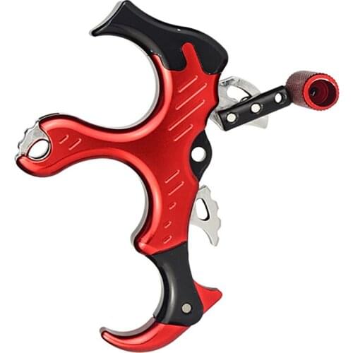 3 Fingers Compound Bow Release Aids Aluminum Alloy Adjustable Sensitivity Handle Grip Hunting Shooting Cocking Device