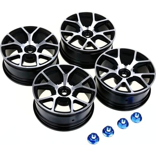 Aluminum Alloy RC 1/10 Car 1:10 Beadlock Wheel Hub Rims Black 4pcs/set