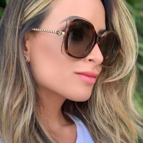Oversized Sunglasses Women Retro Brand Designer Gradient Sun Glasses Female Shade Eyewear Big Frame Glasses UV400