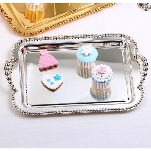 Large Mirror Dessert Tray Snack Plate Serving Plate Metal Tray cake holder dessert display gorgeous cake display centerpiece