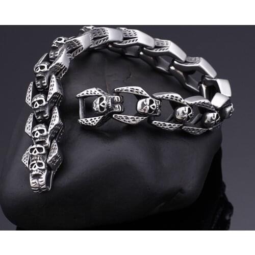 Personality Punk Wind Skull Bracelet Trendy Male Stainless Steel Bracelet Direct Retro Couple Titanium Steel Bracelet