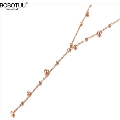 BOBOTUU Goth Stainless Steel Balls Charm Pendant Necklaces Trendy Bohemia Chain Choker Necklace Jewelry For Women Girl BN20121