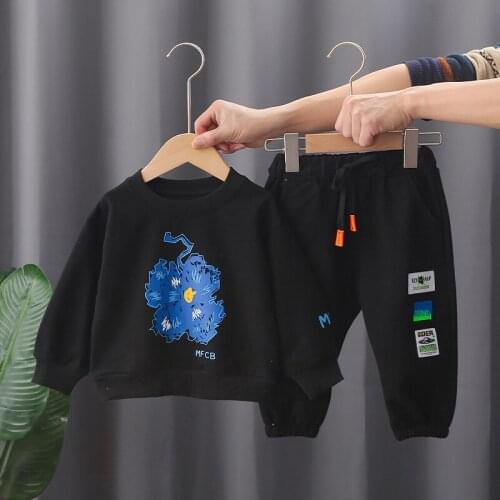 Black and White Children Clothes Set Winter Warm Set for Boy Toddler Girl Clothes 2 Piece Sets for Kids