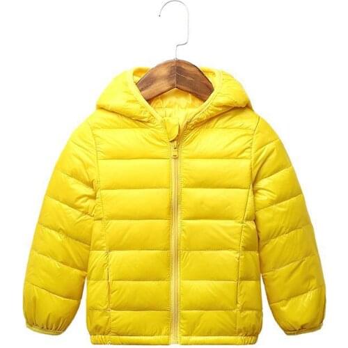 Childrens Lightweight Down Jacket New Autumn / Winter 2020 Childrens Warm Long Sleeves Solid Color Versatile Hot New