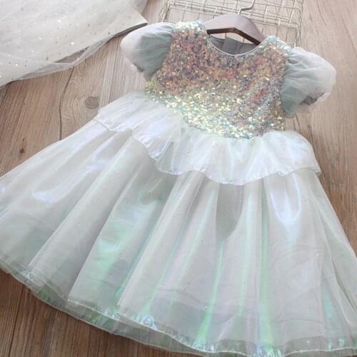 Party Dress For Girls Carnival Costume Princess Dresses Sequined Puff Sleeve Girl Wedding Dresses Kids Clothes Ball Gown 2-6Y