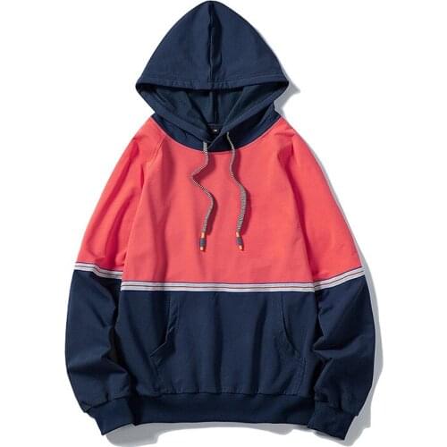 Men Hip Hop Streetwear Hoodie Retro Color Block Track Jacket Autumn Hoodies Windbreaker Jacket