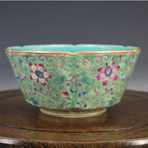 Qing Dynasty Yongzheng Royal Enamel Pastel Gold Flower Mouth Bowl Porcelain Collection