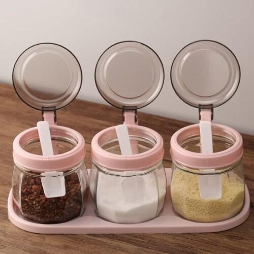 Beautiful and practical kitchen seasoning jar, no smell, seasoning storage box with spoon set