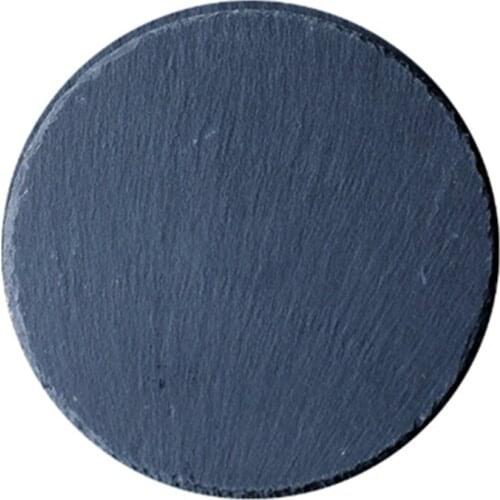 LBER 10 Inch Round Natural Black Stone Plate Western Style Steak Plate Stone Plate Dinner Plate Pizza Flat Fruit Tray