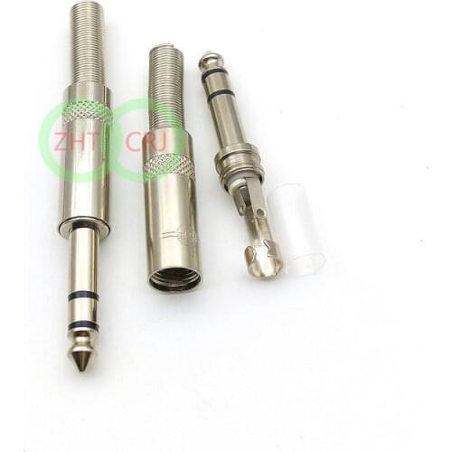 Metal 6.35 mm 1/4 "stereo male plug-in in audio video cable connector adapter New