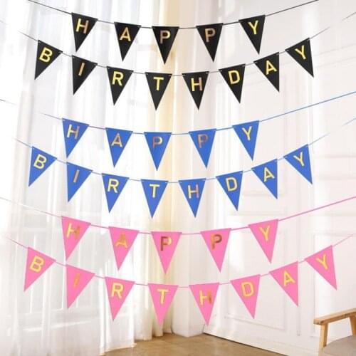Multi Themed Happy Birthday Banner with Ropes Kraft Paper Birthday Party Pennant Bunting Garland Baby Kid Boy Girl Home Supplies