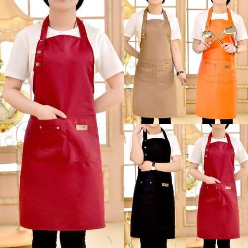 Fashion Men Women Solid Cooking Kitchen Restaurant Bib Apron Dress with Pocket